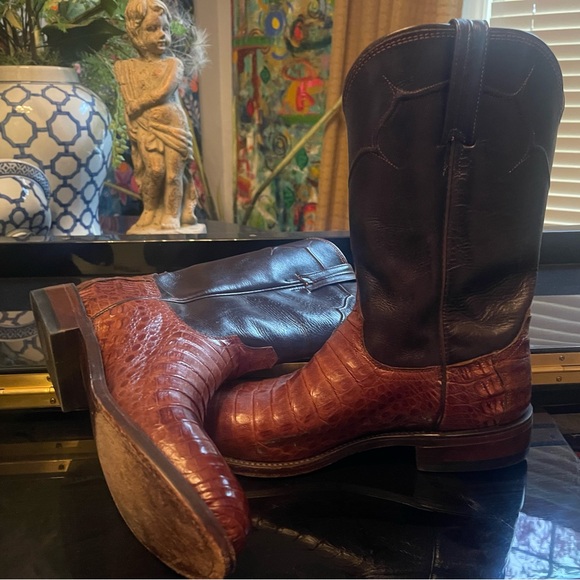 Men's Luxury Luchesse Genuine Alligator Leather Hand Crafted in Texas Boots - Picture 1 of 4